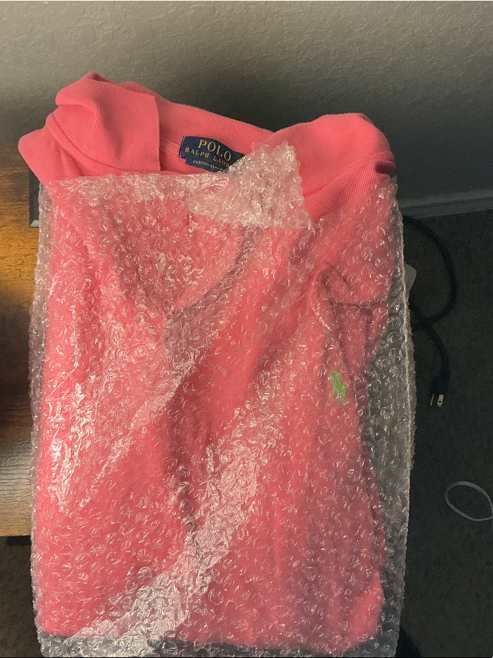 Ralph Lauren Coral Pink Polo Shirt with Lime Pony